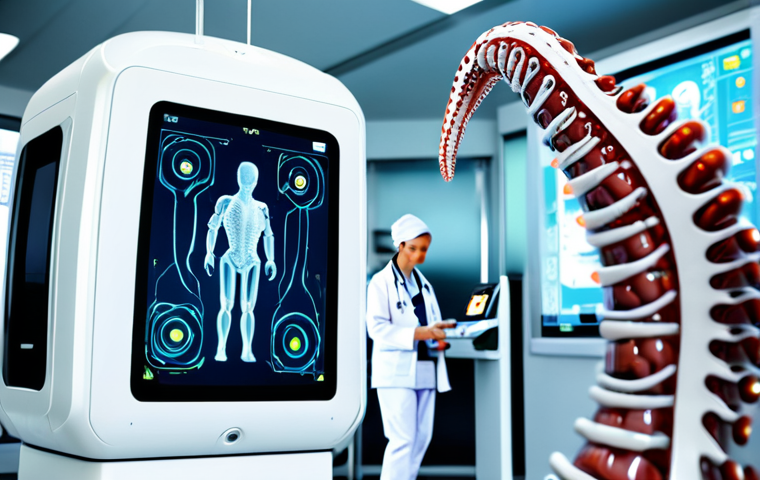 Medical Soft Robot**
A flexible soft robot, resembling a tentacle, navigating inside a human body (internal view, slightly blurred background). The robot is white and seamless, delivering a small capsule. Fully clothed doctors in the background monitor screens. Safe for work, appropriate content, medical technology, perfect anatomy (internal organs stylized), modest. Professional, high quality rendering.
**