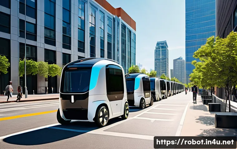 로봇이 바꾸는 도시 인프라 - **Prompt:** A vibrant, futuristic cityscape at sunset, showcasing advanced urban mobility. Autonomou...